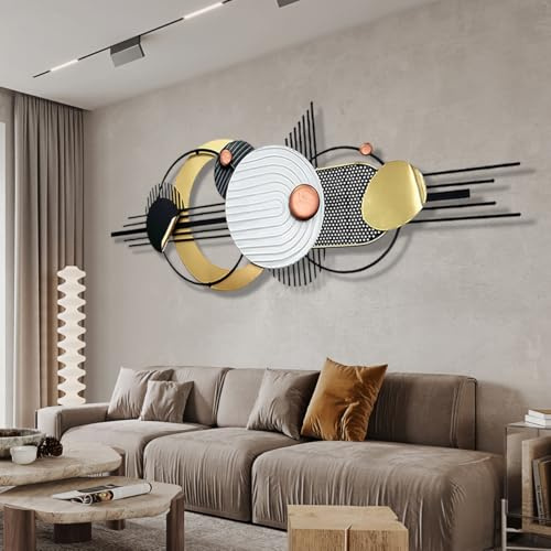 ERMOFAV Große Wanddekoration, 3D-abstrakte Metall-Wandkunst für Wohnzimmer, 150 cm