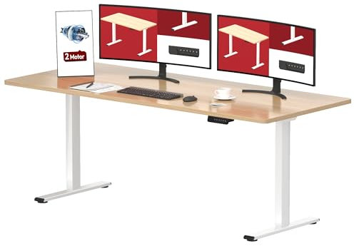 SANODESK Höhenverstellbarer Schreibtisch 180 * 80CM Vollständige 25MM-Tischplatte Schreibtisch mit 2 starken Motoren und 4 Memory-Steuerung ahorn