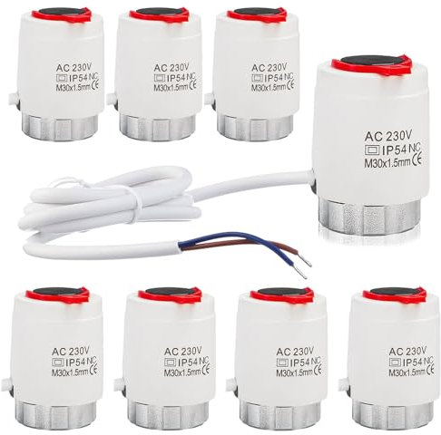 Attuatore Termico Elettrico 230V, Attuatore per Riscaldamento a Pavimento M30x1,5 MM NC 110N Valvole Termostatiche per Quasi Tutti i Distributori del Circuito di Riscaldamento