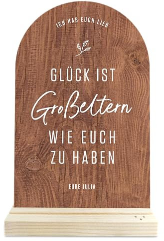 Elbeffekt Geburtstagsgeschenk für Oma und Opa - Glück ist Holzbild Zeichnung - Oma und Opa Geschenk, Oma Opa Geburtstagsgeschenk, Beste Großeltern der Welt, Geschenk Oma Opa, Geschenke Oma und Opa