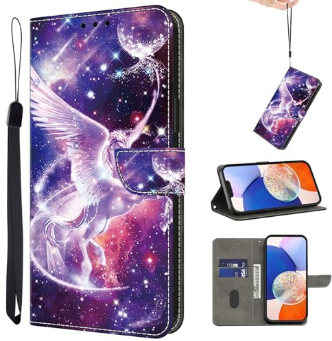 TUOLISG Handyhülle für Samsung Galaxy A17 5G/4G/A26 5G Hülle,PU Flip Brieftasche Schutzhülle Stoßfeste Handyhülle mit Standfunktion/Kartenfach - Einhorn