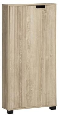 Schildmeyer Highboard Emmik 159446, weiß Eiche Dekor/gestreift, 59,8 x 19,5 x 124 cm