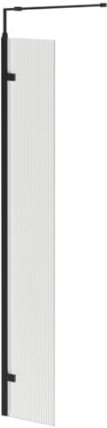 Wholesale Domestic Colore 8mm Fluted Glass Matt Black 1850mm x 300mm Walk In Hinged Return Shower Screen