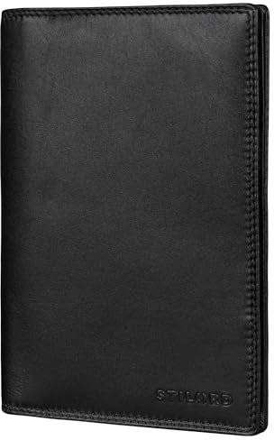 STILORD 'Larin' Custodia per Documenti Auto in Pelle - Multifunzione Porta Passaporto da Viaggio Cuoio Portafoglio per Carta di Credito ID Documenti con Protezione RFID, Colore:nero
