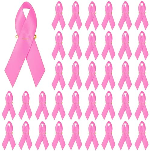 DTOFOOT 150 Stück Brustkrebs Brosche, Pink Ribbon Pin Rosa Schleife Anstecker Bewusstseins Satinband Broschen Abzeichen für Frauen Brustkrebs und AIDS-Bewusstsein