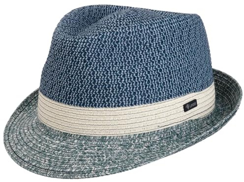 Lipodo Livasca Stofftrilby Made in Italy Damen Herren Sommer Winter blau M (56-57 cm)