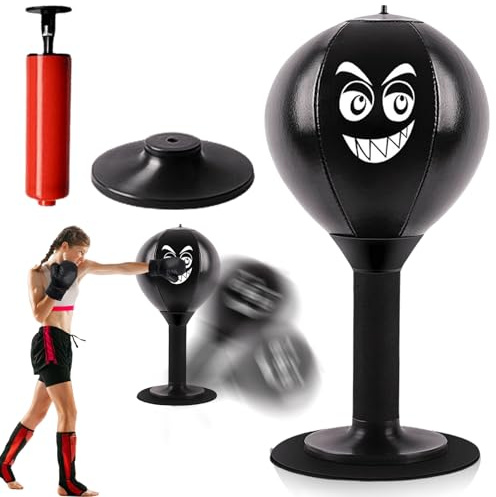 Punchingball da tavolo, sacco da boxe per adulti, mini sacco da boxe con forti ventose e pompa ad aria, sacco da boxe per casa e scrivania per alleviare lo stress