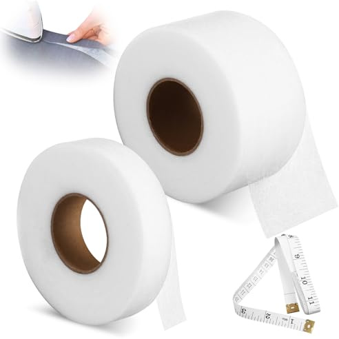 2Pcs Saumband zum Aufbügeln,Gardinenband Nahtband Saumband Zum Aufbügeln | Waschfest Selbstklebend, 20 mm x 50 m und 50 mm x 50 m saumband Selbstklebend mit Maßband, Stoffklebeband