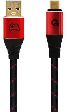 OEHLBACH GAMING New Game Red - USB Type-A auf Type-C Kabel 10Gbps - Ladeleistung bis 60W - doppelt geschirmt - vergoldete Kontakte - 2,0m - Gaming Kabel mit Gewebemantel - rot/schwarz