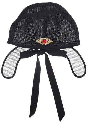 Chinesischer Hut in Schwarz, 56–57cm, Mesh Abs, Antike Gelehrtenmütze