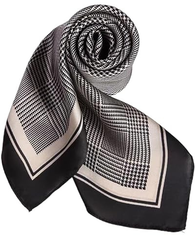 GIMIRO Foulard en Soie Polyester, 70 x 70 cm, Motifs Géométriques et Floraux, Style Élégant, Bandana pour Femmes