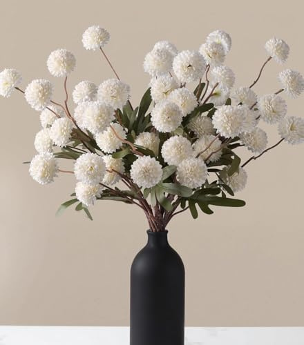 HNNFMY Fiori artificiali bianchi lunghi 50,8 cm, fiori finti in seta, crisantemo di seta, per la decorazione della casa, fai da te, champagne, matrimoni, centrotavola, composizioni floreali