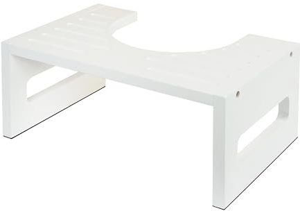 Relaxdays Toilettenhocker, Stuhlgang Unterstützung, WC Hocker für Erwachsene, Bambus, HxBxT: 18,5 x 43,5 x 28 cm, weiß