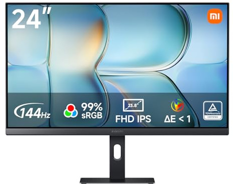 XIAOMI Monitor Gaming 24 Pollici, FHD 144Hz, FreeSync, P24FDA-RAGL | HDR10, IPS, 99% sRGB, △E < 1, Certificazione TÜV Luce Blu Ridotta (HDMI 2.0/DP 1.4)