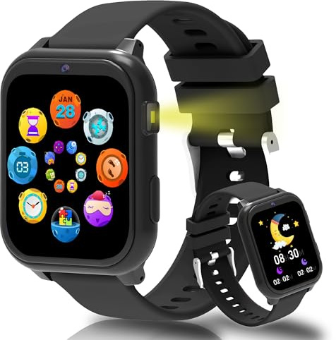 pmstuy Smartwatch Bambini, Orologio Smartwatch Bambini con Monitor del Sonno, Contapassi, 1,83 HD,18 Giochi, Allarme, Nessun telefono/app, Impermeabile IP68, Torcia, Regali per ragazze e ragazzi