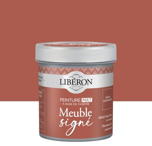 Libéron Peinture Meuble Signé MAT Rouge Pouzzolane 500ml | A Base de Caséine - Peinture Bois Intérieur - Haut Pouvoir Couvrant - Décoration et Rénovation Meuble et Objets - 32 Teintes