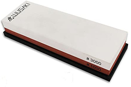 Wusaki Pierre à Aiguiser pour Couteaux de Cuisine Grains 1000/3000 avec Support en Silicone