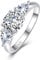 Bonlavie Silver Ring for Women, 925 Sterling Silver Pear and Round Cut White Cubic Zirconia Engagement Ring for Girls - O