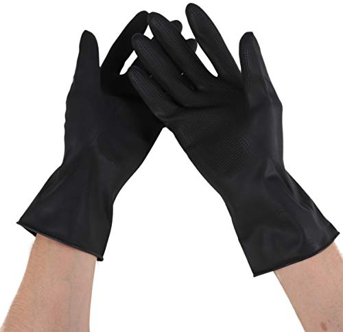 Lurrose Gants de Teinture Capillaire Réutilisables Professionnels en Caoutchouc Noir - Accessoires pour Salon Baber 2 Paires (L)