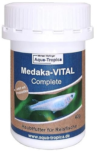 Aqua-Tropica Medaka-VITAL Complete 40g - Spezial Hauptfutter für Medaka Fischfutter in Granulatform für alle Reisfische, ausgewogene Mischung für argerechte fütterung und klares Wasser.