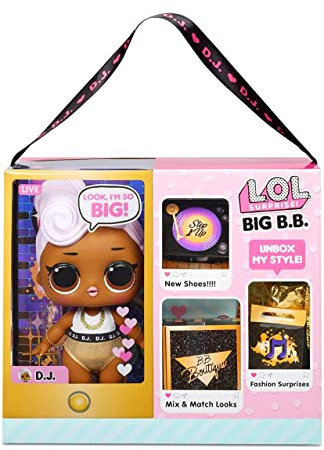 LOL Surprise bambola grande D.J. con sorprese alla moda, scarpe, vestiti e accessori. Include una scrivania, una sedia e uno sfondo. Bambola da sollezione ottima dai 3 anni in su.