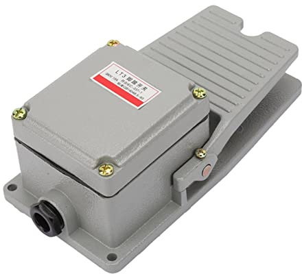 Interruttore a Pedale, AC 380V 15A Interruttore a Pedale per Impieghi Gravosi Guscio in Alluminio Antiscivolo Pedale Momentaneo Contatti Argento Interruttore a Pedale LT3