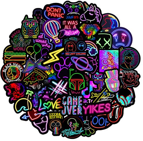 MarsForce Neon Graffiti Aufkleber, Wasserdicht Vinyl Stickers für Laptop Wasserflaschen Skateboard Gepäck Auto Motorrad Fahrrad Gitarre PS4 Koffer Snowboard iPhone iPad [50 Stück Pack]