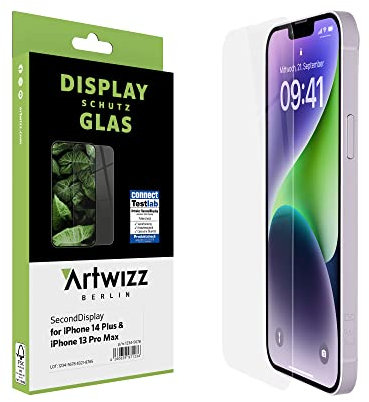 Artwizz SecondDisplay Schutzglas kompatibel für iPhone 14 Plus, iPhone 13 Pro Max - HD Displayschutz aus Sicherheitsglas mit 9H Härte