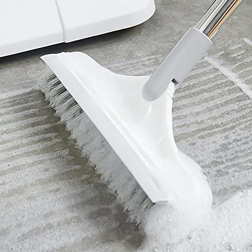 Brosse à récurer pour Plancher avec Manche Long réglable, Balai à Plancher pour intérieur et extérieur, Brosse soignée, pour Le Nettoyage de la Salle de Bain, Cuisine, Patio,Garage,Terrasse (Blanche)