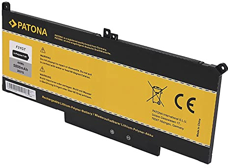 PATONA Kompatibel/ErsatzAkku für Dell E7280 E7380 E7390 E7480 7290 7390 7480 F3YGT 2X39G DM3WC MYJ96 0F3YGTY passend Ersatzakku, Black