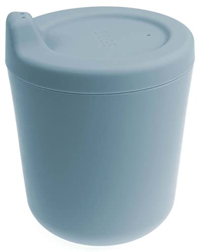 OLGS Silikon Becher Trinklernbecher für Kinder | Trinkbecher mit Deckel, Kinderbecher, Blau | Kindergeschirr, Babybecher Silikonbecher für Baby und Kleinkinder Spülmaschinenfest BPA-frei 170ml (Ether)