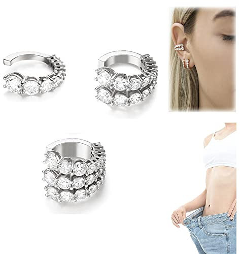QKKO Slimio Auricular Rowline Ohrmanschette, Earshape Lymph & Schlankheits-Ohrringe, Zunis Akupressur Schlankheits-Ohrringe, Nicht durchstechende Lymphtherapie Detoxslimming Ohrringe (3pcs A)