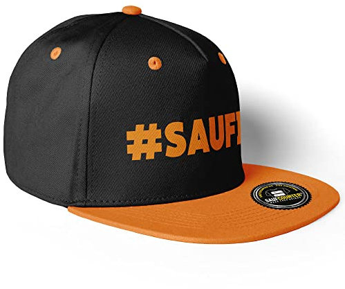 MERCHIFY Saufi Snapback Cap Malle Party #SAUFI Schlagerparty Hab ich Saufi gehört (10 Farbvarianten), Farbe: Schwarz/Orange