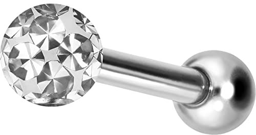 PIERCINGLINE Titan Ohrpiercing mit Gewinde EPOXY KUGEL Silberfarben 6 x 3 mm Piercing Ohr Helix Tragus Lobe