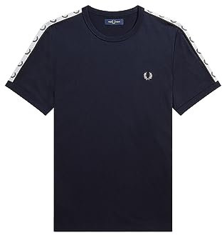 Fred Perry Taped Ringer T-Shirt Carbon Blue, blau, L