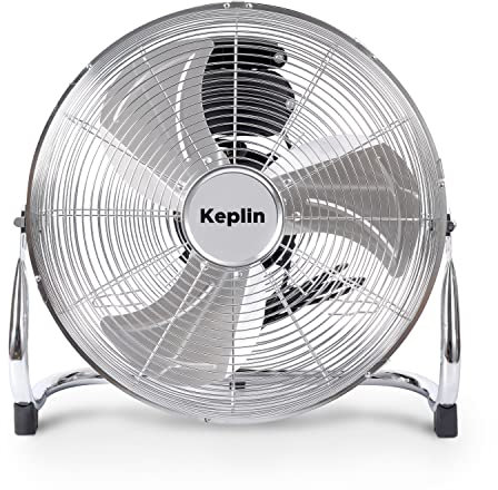 KEPLIN 12 Heavy Duty Chrome Floor Fan with 3 Speeds and Adjustable Fan Head, Standing Metal Pedestal Fan with Powerful Circulation, Ideal for Indoor & Outdoor use Home, Gym, Office, Garage