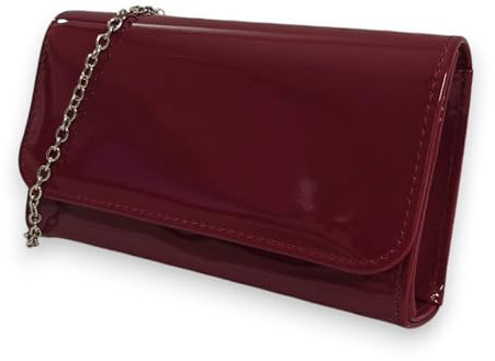 fi9® Clutch-Handtasche für Damen, einfarbig, für Hochzeit, Party, Abschlussball, Abend, burgunderfarben, medium