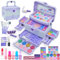 Maquillaje para Niñas - 57 Pcs Lavable de Maquillaje para Niñas Juguetes,Kit de Maquillaje para Niño,Regalo de Princesa para Niñas, Cumpleaños y Navidad de para Niñas 3-10 Años (Morado Claro)