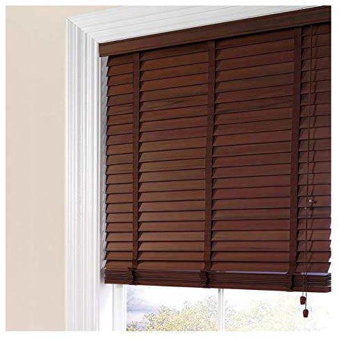 Persianas Venecianas 180cm 170cm 160cm 140cm 120cm 100cm 80cm 60cm Ancho Madera Venecianas, Lamas de 50mm Ventana Oscurecedora Persianas Horizontales para Oficina en Casa, Nogal Negro ( Size : 180x260
