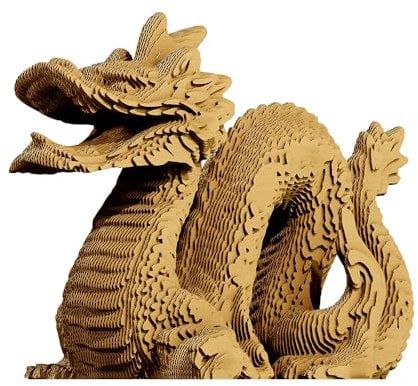 CARTONIC - Drache: Eine Fesselnde Reise des Zusammenbaus und der Kreativität - 3D-Puzzle aus Recyceltem Karton - Verwandelt Sich in Eine Relieffigur