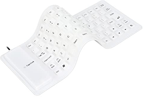 Annadue Tastiera in Silicone Pieghevole, Tastiera da Gioco Cablata USB, Tastiera in Silicone Morbido Silenzioso Rollup Impermeabile da 85 Tasti per PC Portatile Notebook (White)
