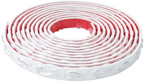 JSIWOTH Flexible Zierleiste zum Abziehen und Aufkleben, wasserdichte Zierleiste für Spiegelrahmen, Schrank, Wandkante, Heimdekoration, selbstklebende Zierleiste, Weiß & Silber