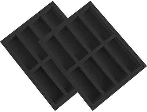 DYOUen 2 Stück Müsliriegel Backform Silikonform 8 Mulden Antihaft Form Rechteckige Energieriegel Silikon Backform für Schokolade Brotbrot Muffin Brownie Käsekuchen (Ochsenblutrot) (Color)