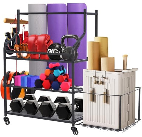 Aufbewahrungsregal für Yogamatten, Hantelablage für Hanteln, Heim-Fitnessstudio, Aufbewahrungsregal für Hanteln, Kugelhanteln, Schaumstoffrolle und Yoga-Gurt, Workout-Ausrüstung, Organizer,