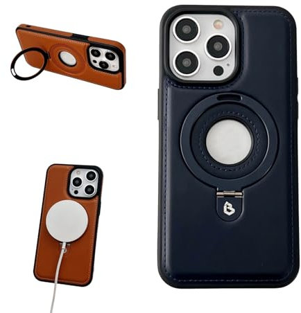 YODAOLI Luxurious Leather Invisible Stand for iPhone Case, Luxurious Leather Magnetic for iPhone Case with Invisible Stand, Zentric Phone Case for iPhone 15/14/13/12/11 Promax (for iPhone 14Pro,Blue)