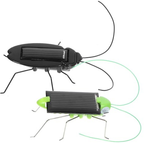 BESTonZON 2 Stücke Solar-spielzeuginsekten Mit Sonnenenergie, Solar-spielzeugheuschrecken Und Spielzeugkäfer Mit Realistischem Design, Solarbetriebene Insekten Für Outdoor-aktivitäten