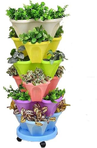 ZJTBDATG Macetas de Fresas Ultra Resistentes Maceta Tridimensional 33x16x14.5 cm Maceta Maceta Apilable Multicapa Maceta de Plástico Fresa para Balcón Jardín Interior y Exterior,G