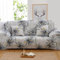 Bishilin Couchbezug 4 Sitzer mit Armlehne, Sofabezug Ecksofa Elastisch Bedruckt mit Blätter und Blumen Muster 235-310CM Überwurf Sofa Polyester Beige Grau