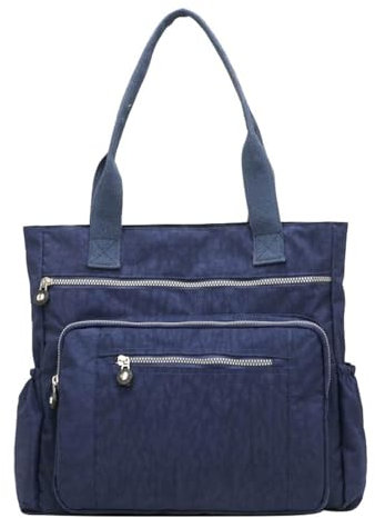 BIISDOST Lässige Damen-Handtasche mit Taschen und Reißverschluss, Nylon-Schulter-Aufbewahrungstasche Japan 1900 Taschen (Blue, One Size)