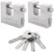 VIDETOL Lot de 2 cadenas de conteneur avec clés, cadenas de sécurité robuste de 74 mm, anse de 12 mm d'épaisseur, cylindre anti-perçage, cadenas en acier pour conteneur, porte, abri de jardin,